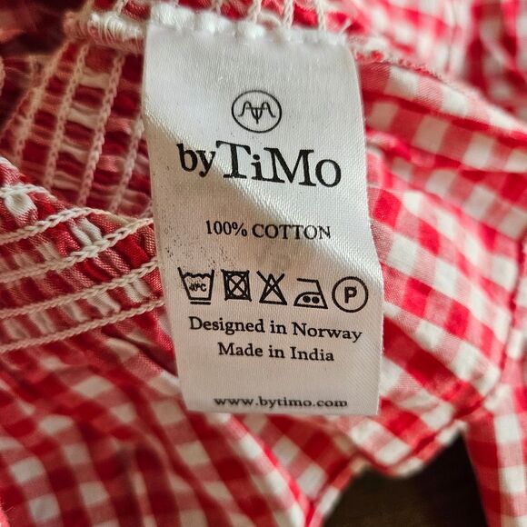byTiMo Gingham Cropped Milkmaid Blouse Womens Medium Smocked Cottagecore Western - Picture 6 of 8